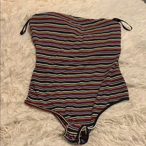 Strapless Rainbow Striped Bodysuit. Size M.